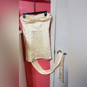 Oh Polly Elegant Cream Strapless Dress